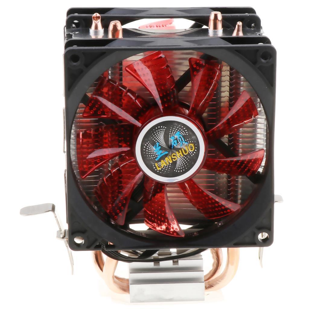 Dual- Quiet CPU Cooling Fan 4 Pin Wire 12 LED RGB CPU Cooler Red