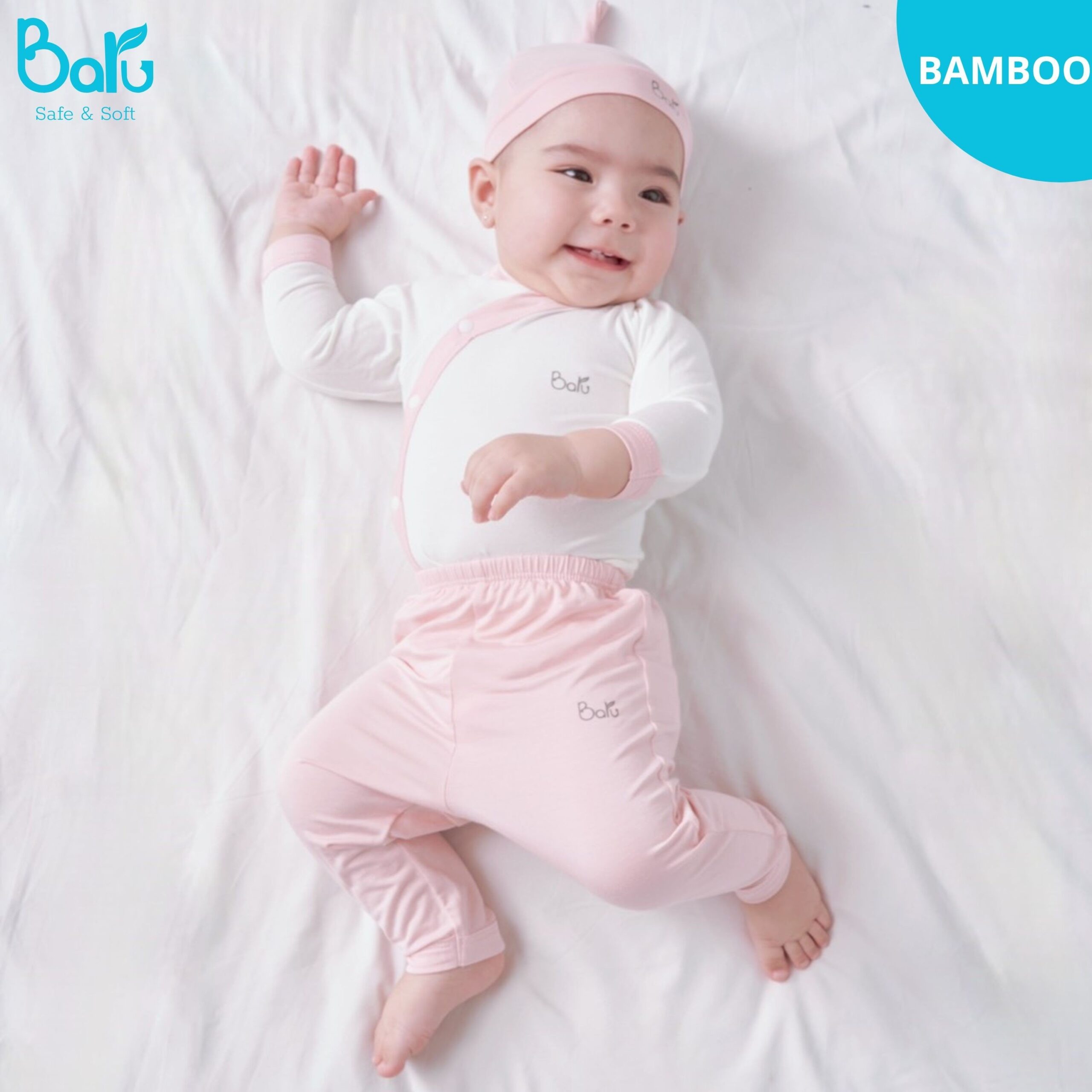 Bộ dài tay cài chéo  BARU chất liệu cotton thu đông cho sơ sinh ( 0-6M )