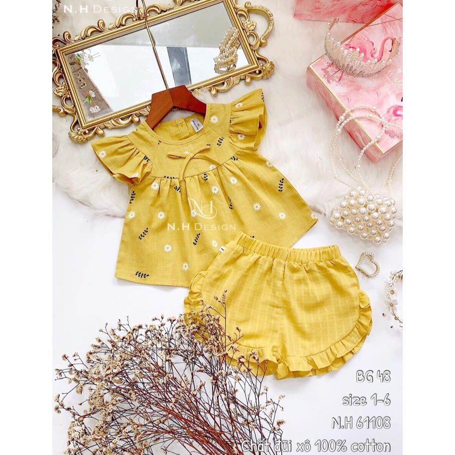 Bộ đũi cho bé 9m-5 tuổi sát nách cánh tiên kèm băng đô, Bộ hè bé gái vải nhẹ thoáng mát