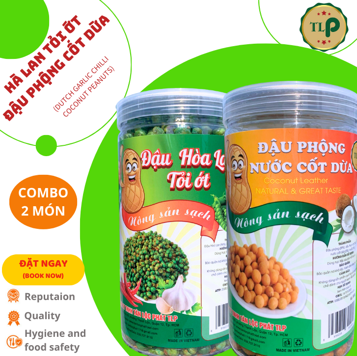 ĐẬU HÀ LAN TỎI ỚT HŨ 300G VÀ ĐẬU PHỘNG CỐT DỪA HŨ 300G TÂN LỘC PHÁT