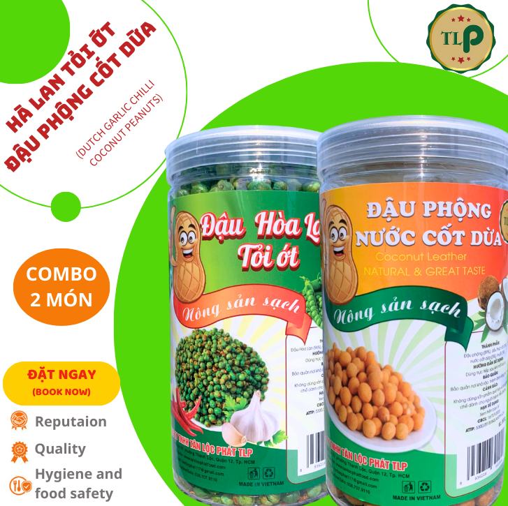 ĐẬU HÀ LAN TỎI ỚT HŨ 400G VÀ ĐẬU PHỘNG CỐT DỪA HŨ 400G TÂN LỘC PHÁT