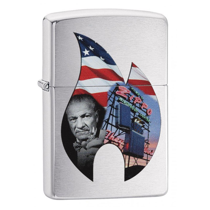 Bật Lửa Zippo 29075 - Bật Lửa Zippo Flame Collage Brushed Chrome