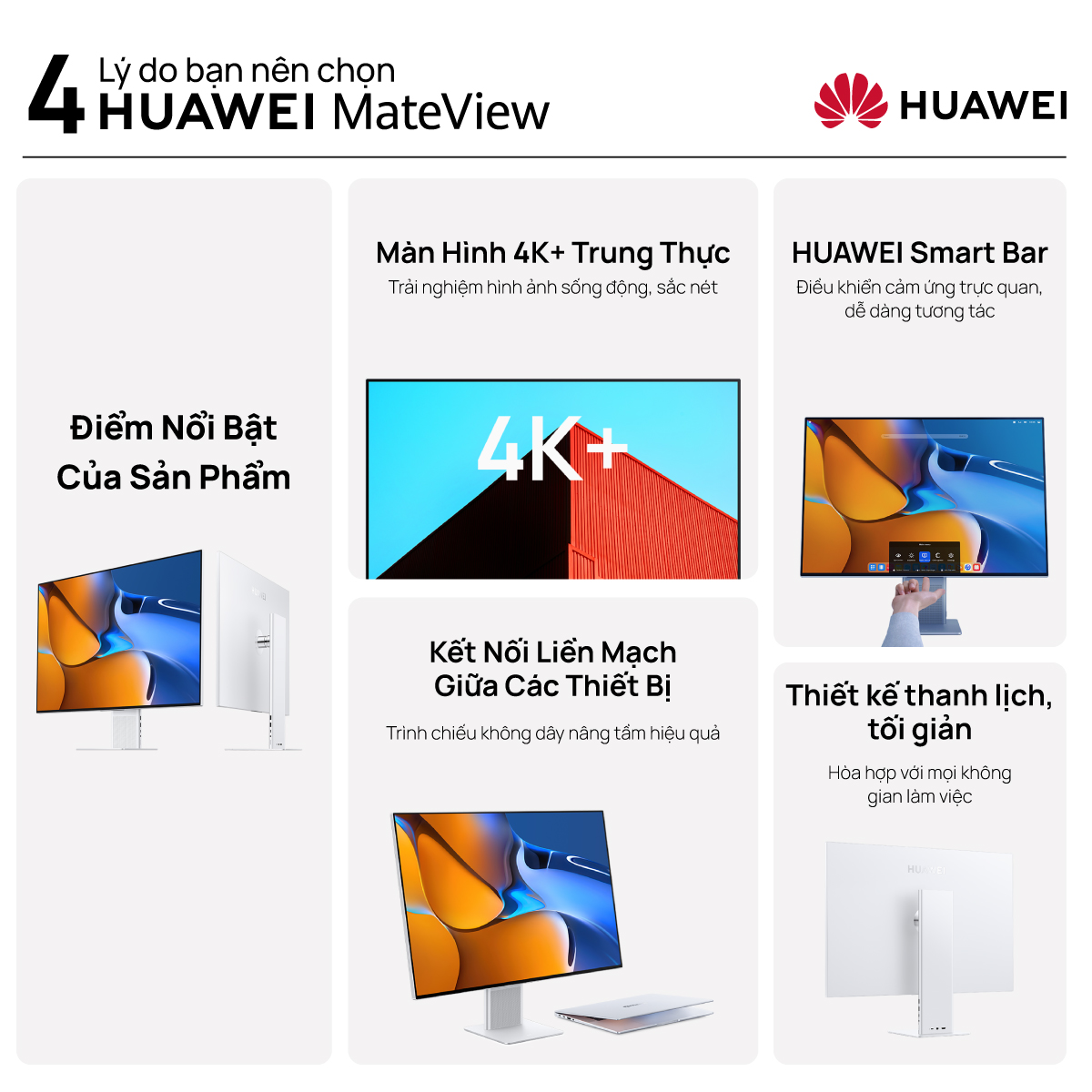 Màn Hình HUAWEI MateView | Màn Hình 4K+ Trung Thực | Kết Nối Không Dây | HUAWEI Smart Bar | Hàng Chính Hãng