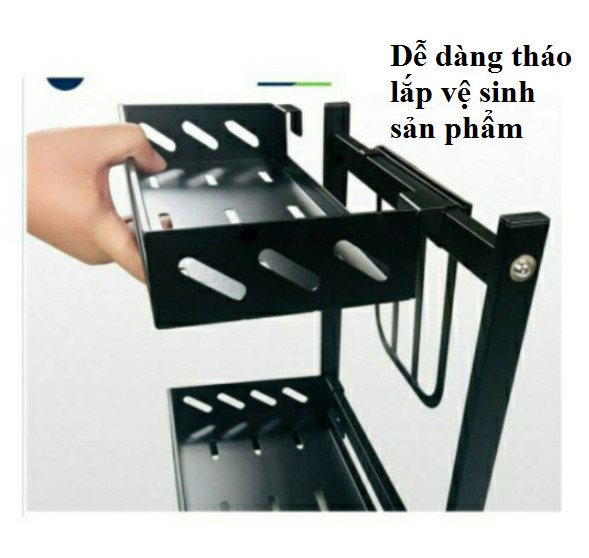 Kệ đựng gia vị 2 Tầng kèm phụ kiện siêu tiện dụng, phủ sơn tĩnh điện, Kệ gia vị nhà bếp inox đa năng, cao cấp- GD478-KGVDEN-2TPK