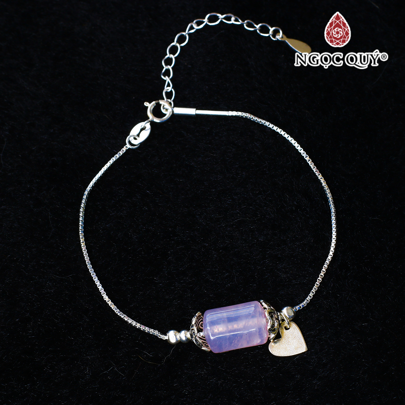 Lắc bạc đốt trụ thạch anh hồng mệnh hỏa, thổ - Ngọc Quý Gemstones