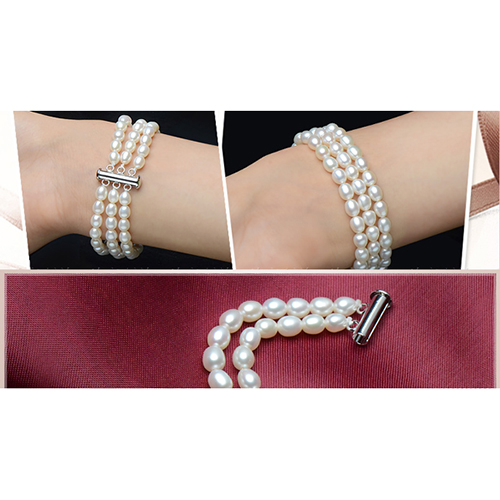 Lắc Tay Hạt Trai Set 3 Kiểu Hạt Gạo BTJ028