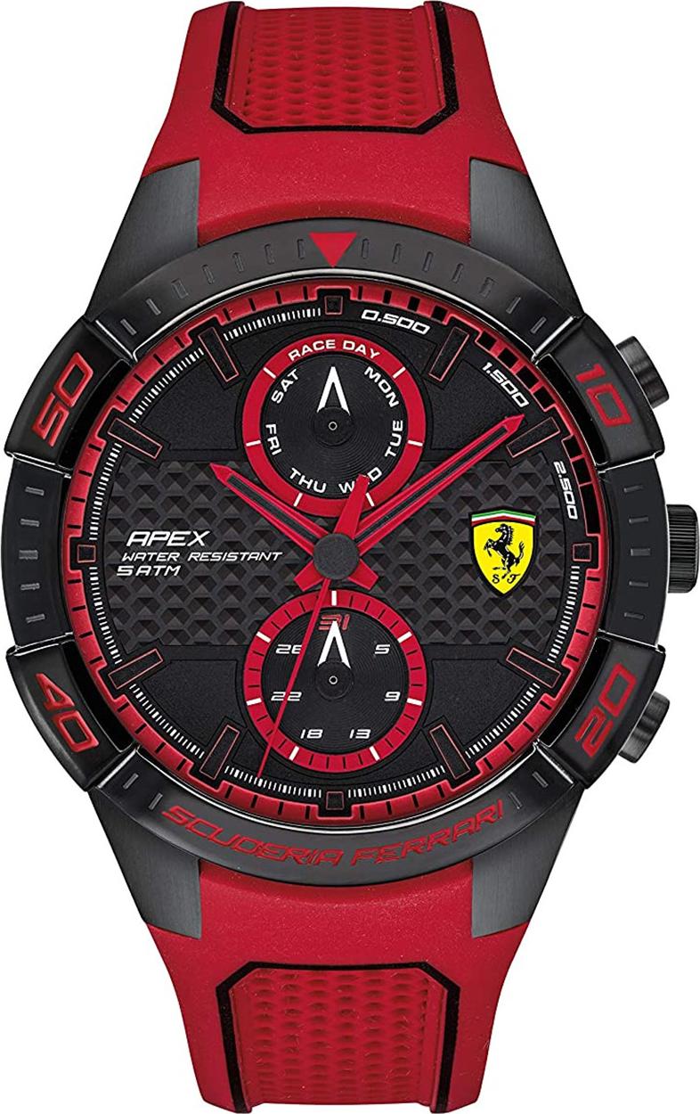 Đồng Hồ Nam Máy Pin Lịch Thứ Ngày Dây Cao Su Ferrari (46mm)