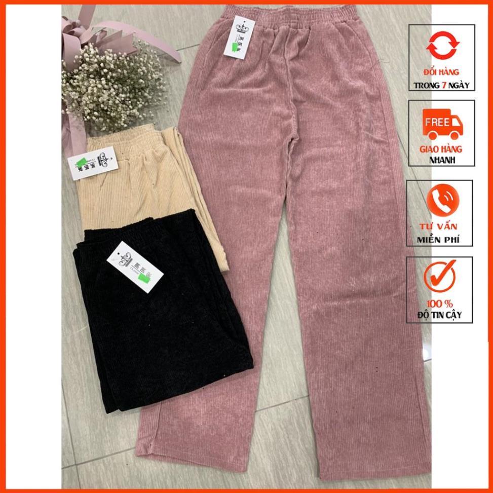 Quần Nhung Ống Rộng Culottes Ulzzang Cạp chun nữ