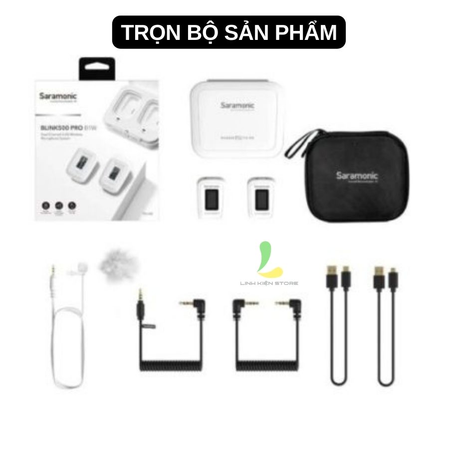 Micro thu âm Saramonic Blink 500 Pro B1W - Micro ghi âm tần số hoạt động 2.4GHz, pin 8 giờ tương thích nhiều thiết bị - Hàng nhập khẩu