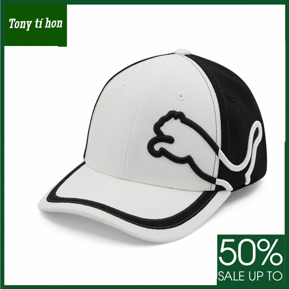 Tony tí hon - Mũ/nón kết lưỡi trai PM bít đuôi thêu báo sư tử bên thời trang nam nữ cao cấp - màu trắng