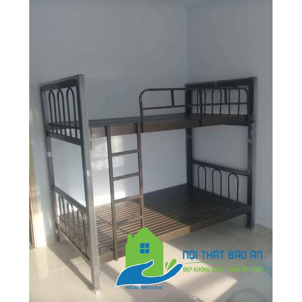 Giường sắt hộp 2 tầng sắt dày cao cấp, sơn tĩnh điện bền đẹp không rỉ sét, Ngang : 1m2x1m2