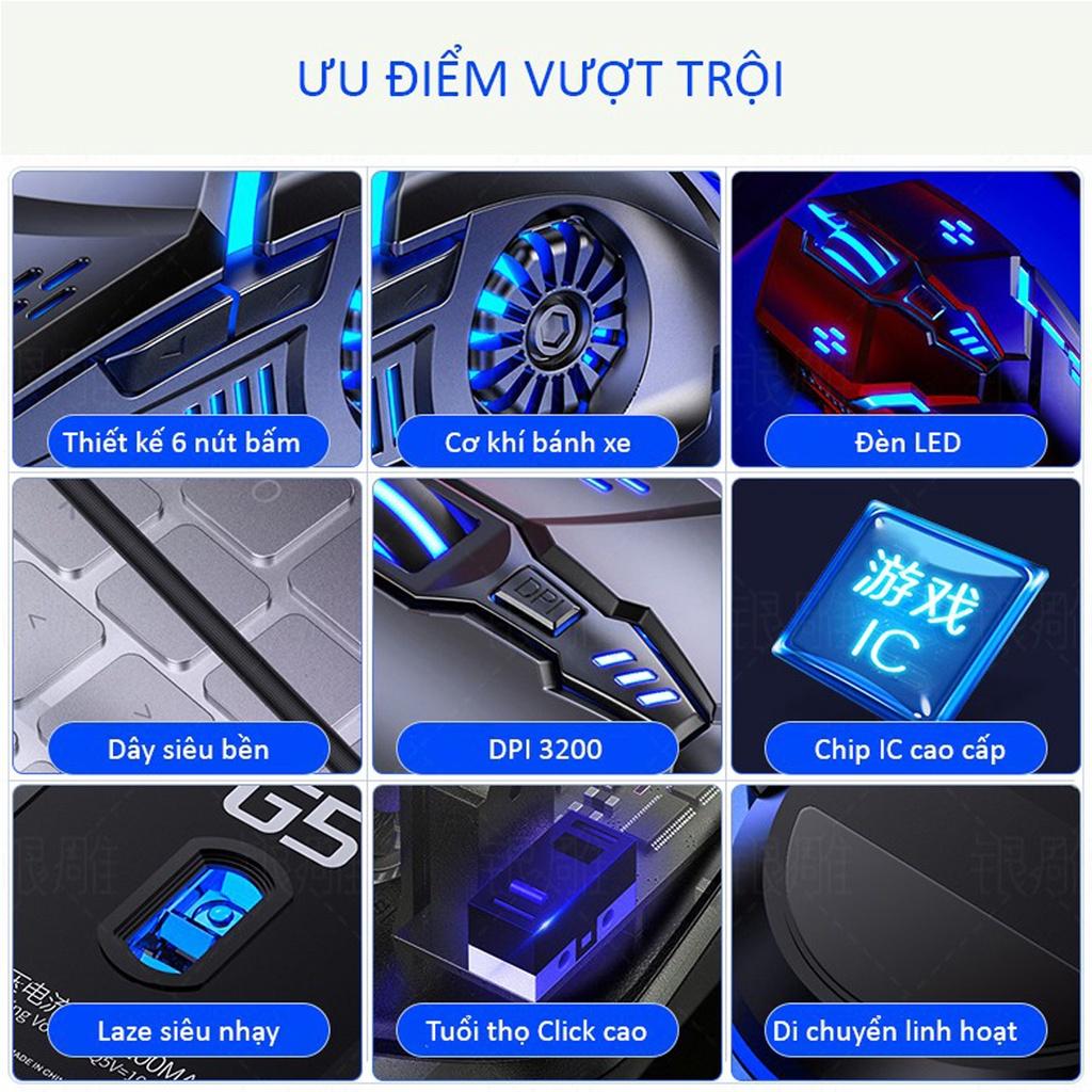 Chuột máy tính có dây gaming - Chuột gaming máy tính có dây G5 3200DPI / Chế độ LED 7 màu / 6 nút bấm