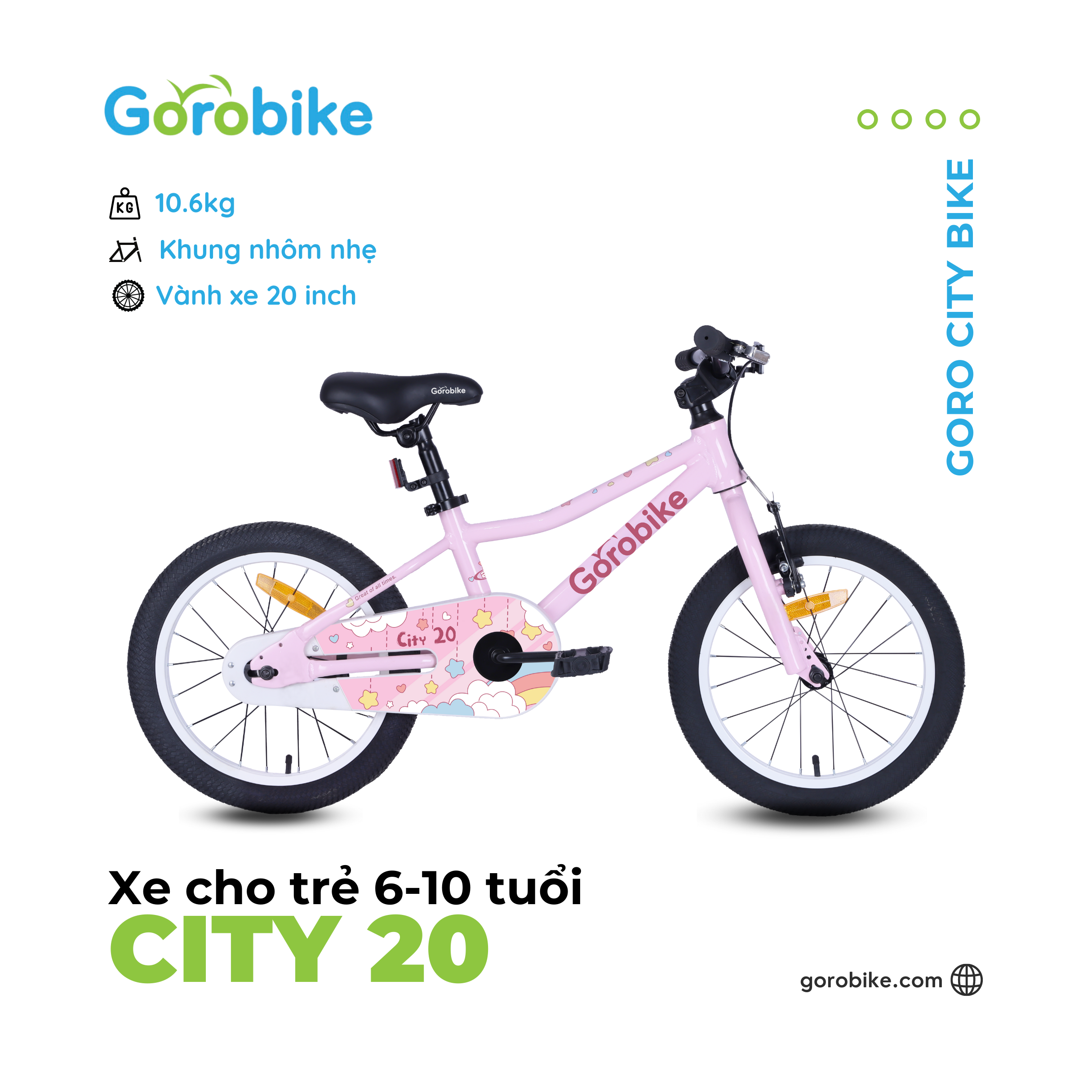 Xe Đạp Trẻ Em City 20 Gorobike - Bánh 20 inch