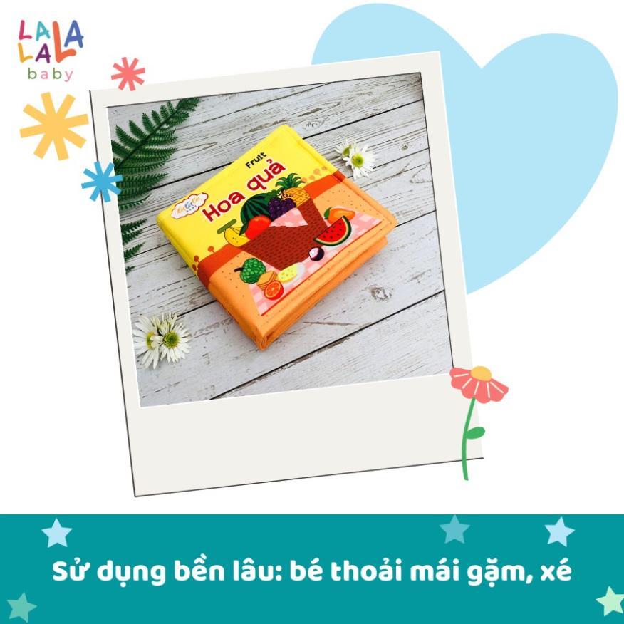 Combo 4 cuốn sách vải Lalala baby, kích thích đa giác quan, kích thước 15x15cm 12 trang (rau củ, hoa quả, PTGT, ĐV)