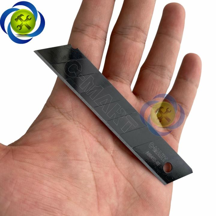 Lưỡi dao rọc giấy đen C-Mart A0041D 7 rãnh 10 lưỡi/hộp 100 X 18 X 0.5mm