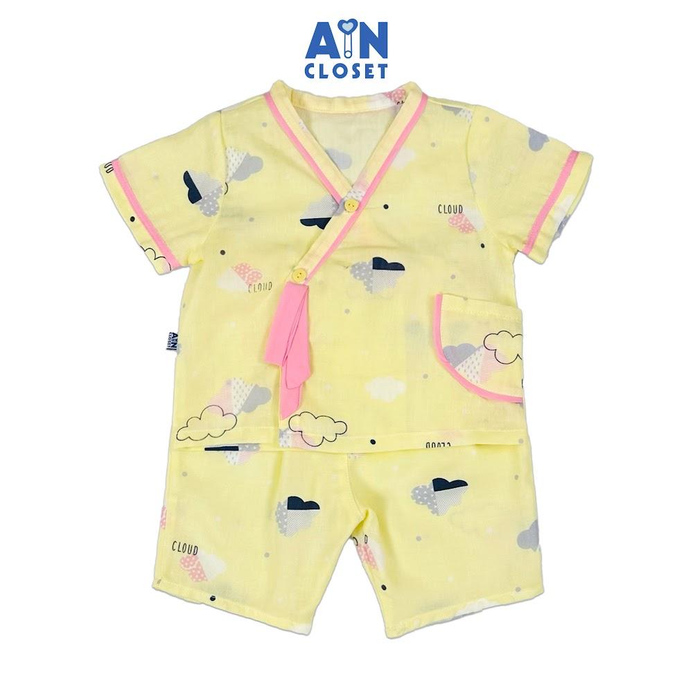 Bộ quần áo Lửng bé gái họa tiết Mây Vàng Xô sợi tre - AICDBGXBJWRK - AIN Closet