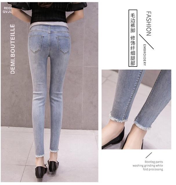 Quần jean bầu dáng dài cạp thấp -hàng shop quảng châu