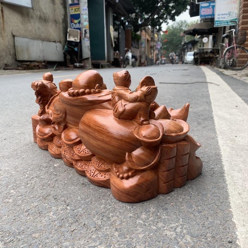 Tượng phật di lặc ngũ phúc ngồi gỗ hương liền khối ngang 30 - 40 - 50 - 60, trang trí phòng khách, phòng làm việc, tủ