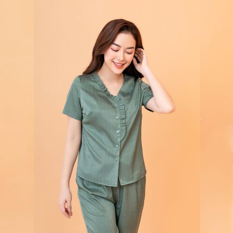 Pijma, Đồ ngủ mặc nhà ngắn tay nữ basic Freedy WBD1216