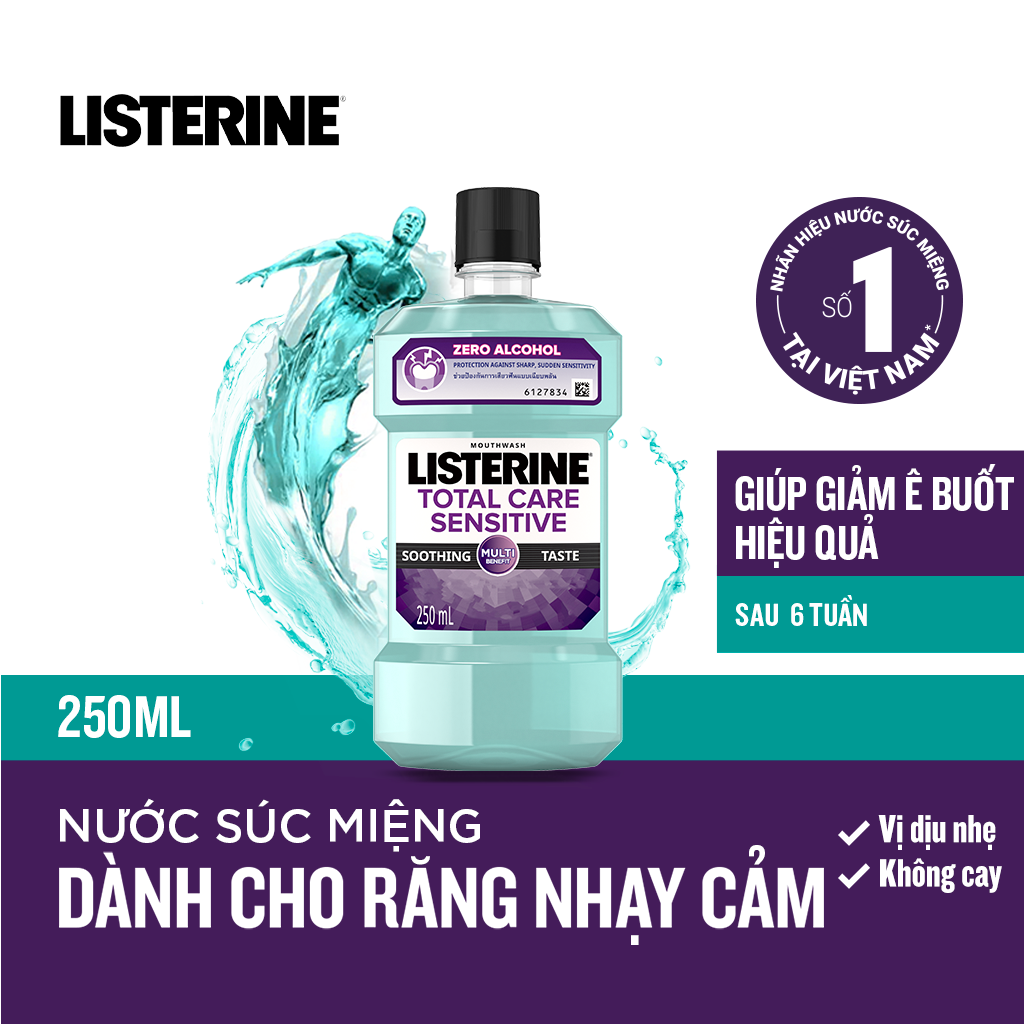 Nước súc miệng cho răng nhạy cảm Listerine Total Care Sensitive Soothing Taste - Dung tích 250ml - 750ml