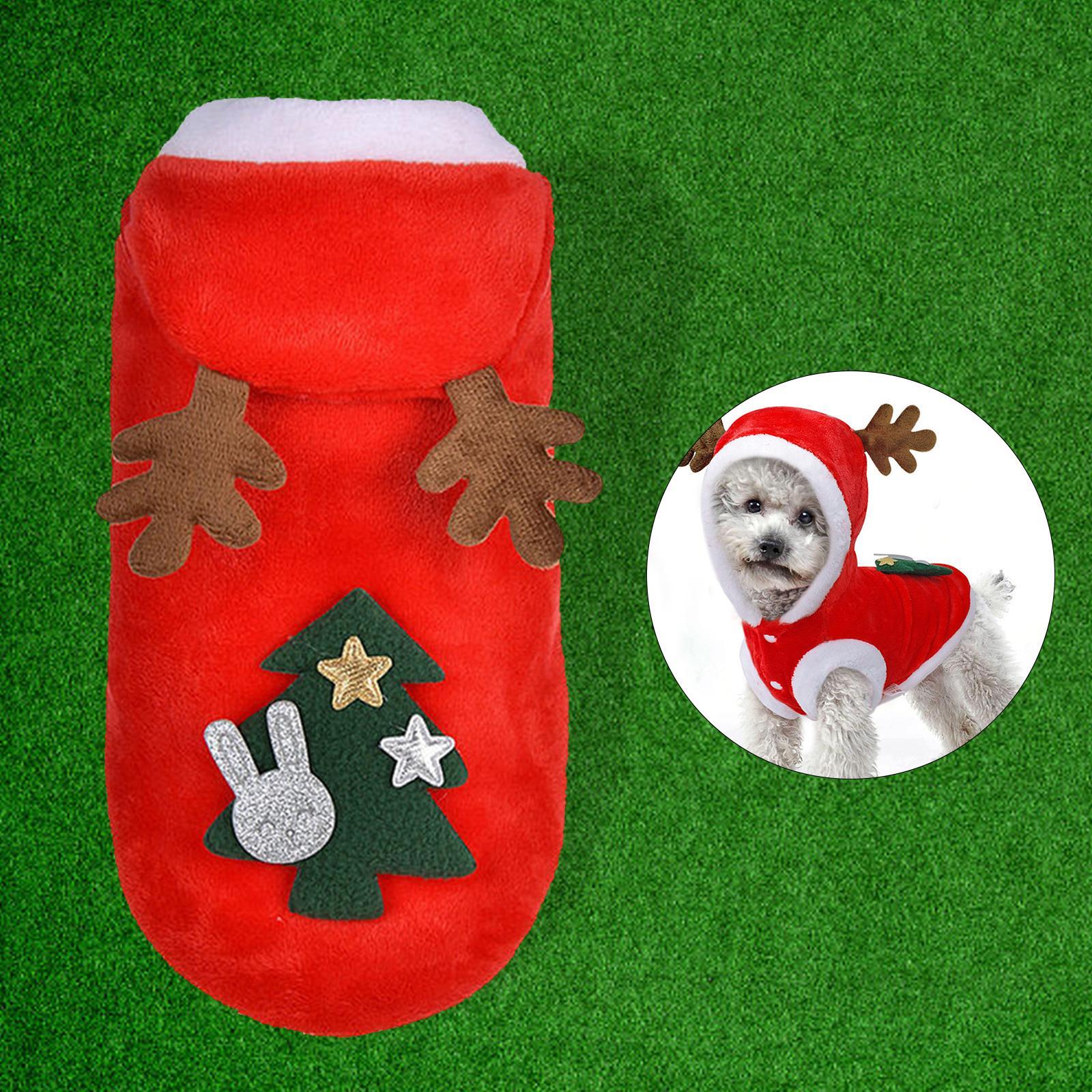 Pet Christmas Clothes Winter Warm Flannel Hoodie Apparel for Pug Party