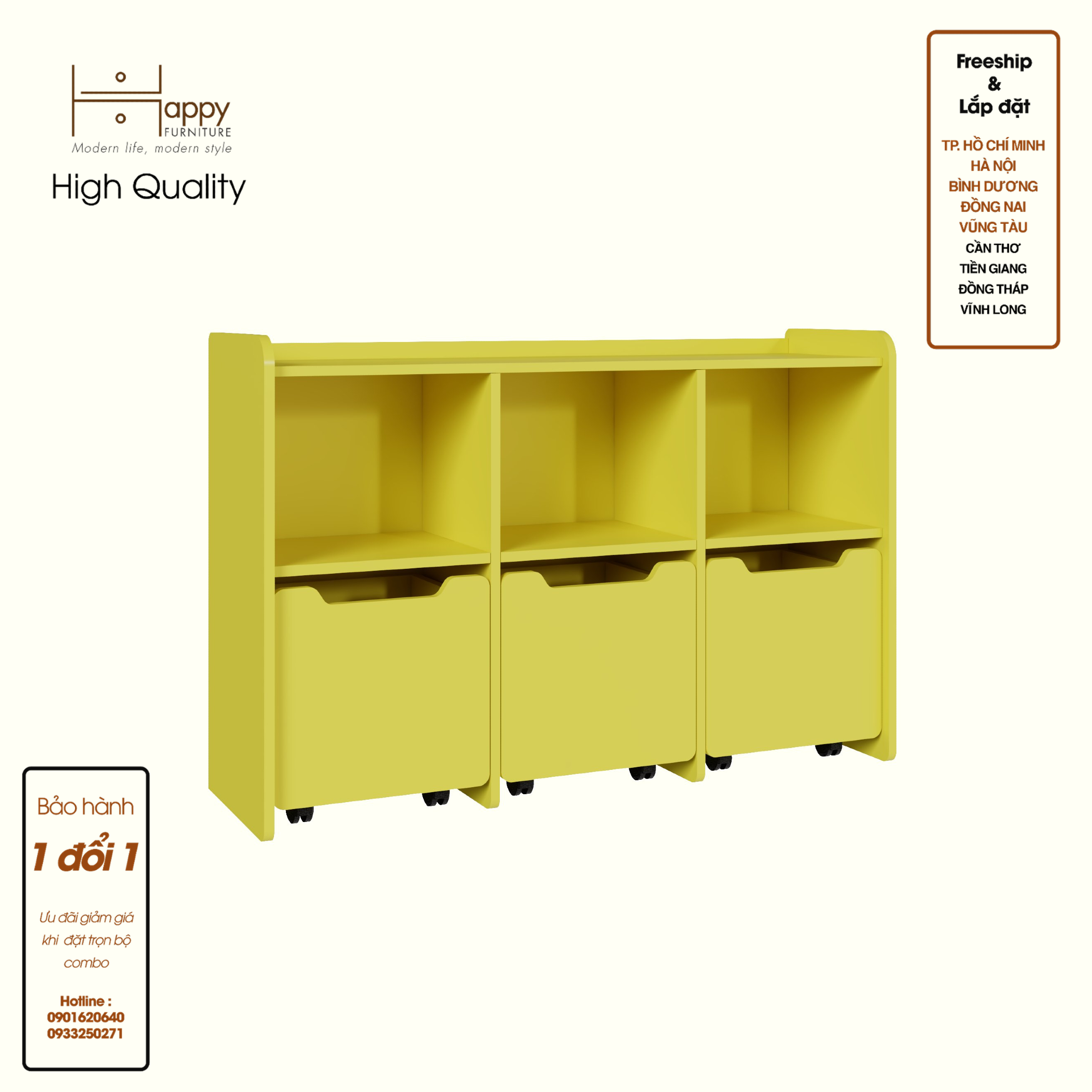 [Happy Home Furniture] KID, Tủ lưu trữ cho trẻ em có bánh xe, 120cm x 36cm x 80cm ( DxRxC), THK_165