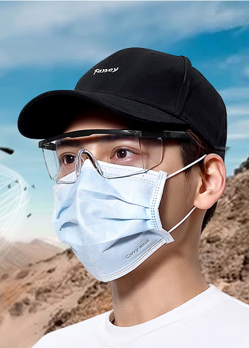 Mắt kính bảo hộ lao động, Kính bảo hộ trong suốt bảo vệ mắt hỗ trợ phòng dịch, chắn gió bụi chống tia UV - Gọng đen tròng trong suốt