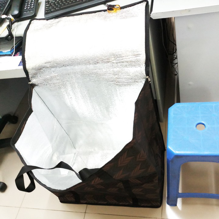 Túi giữ nhiệt lớn Dài 60 x Rộng 35 x Cao 60 dùng cho giao hàng, đựng đồ sang nước ngoài, vải bố dầy, có lớp cách nhiệt bên trong, nặng 900gr
