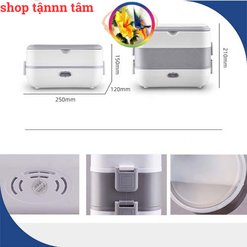 Hộp cơm cắm điện 2 tầng 4 ngăn inox giữ nhiệt hâm đóng và tự nấu chín thức ăn, Cà Men Đựng Cơm Đi Làm.