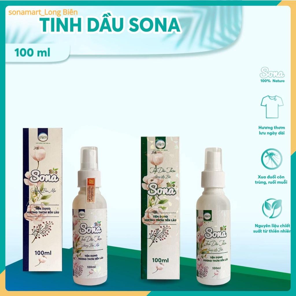 Xả vải khô nước xịt thơm quần áo SONA 100ml lưu hương lâu 24h làm mềm vải tiết kiệm thời gian xả nước