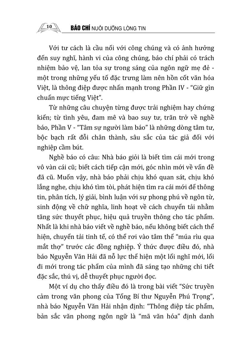 Báo chí nuôi dưỡng lòng tin