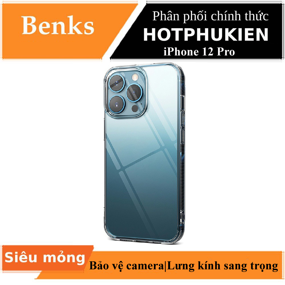 Ốp lưng cho iPhone 12 Pro mặt lưng kính viền silicon siêu mỏng 1.7mm hiệu Benks Magic Crystal bảo vệ viền, chống trầy cực tốt, độ trong tuyệt đối - hàng nhập khẩu