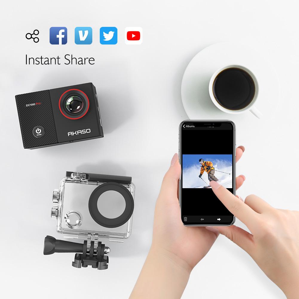 Camera hành động AKASO 4K EK7000 Pro Màn hình cảm ứng Camera thể thao EIS Góc nhìn có thể điều chỉnh Camera chống nước 40m Điều khiển từ xa