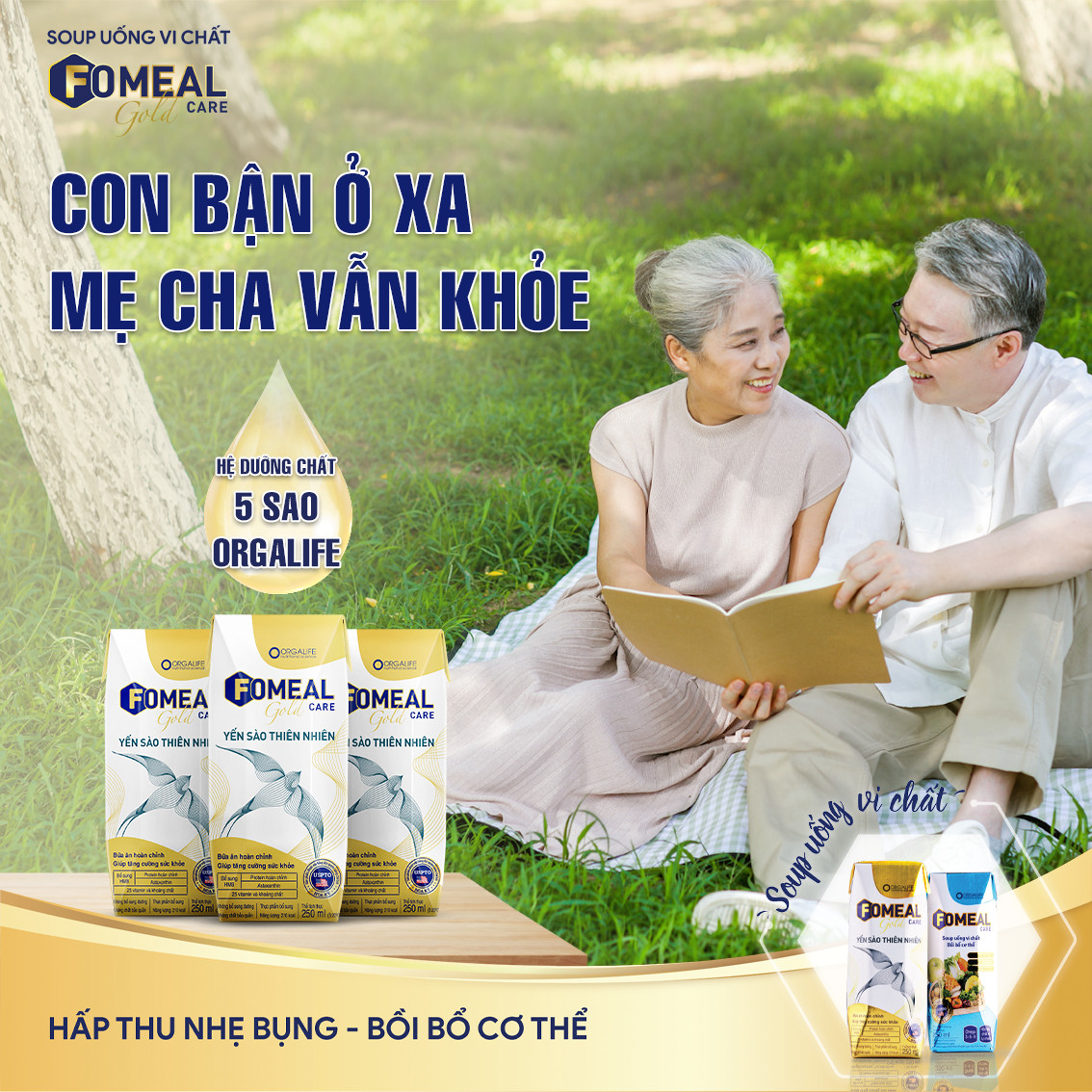 Thùng 30 hộp Fomeal Care Gold Yến Sào Thiên Nhiên 250ml/hộp - Súp uống tăng cường sức khỏe toàn diện, chắc khỏe xương