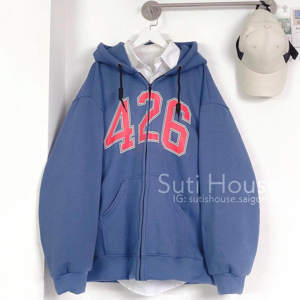  Áo Khoác 426 Unisex Nam Nữ Màu Xanh Navy Form Rộng Vải Mềm Mịn - Suti House