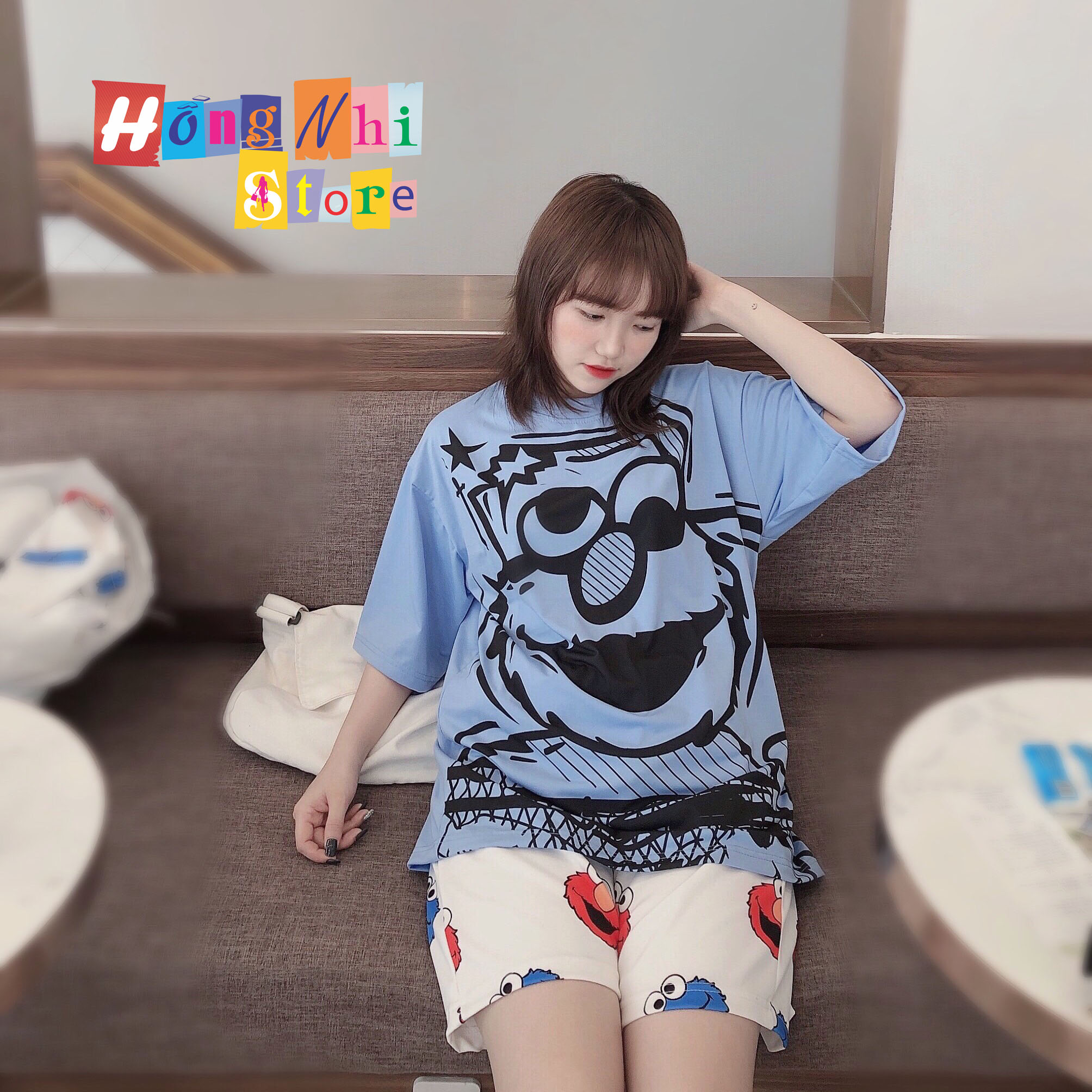 Quần Short Cartoon  Unisex Hình Kawaii Quần Trắng - Quần Đùi Hoạt Hình Siêu Cute - MM