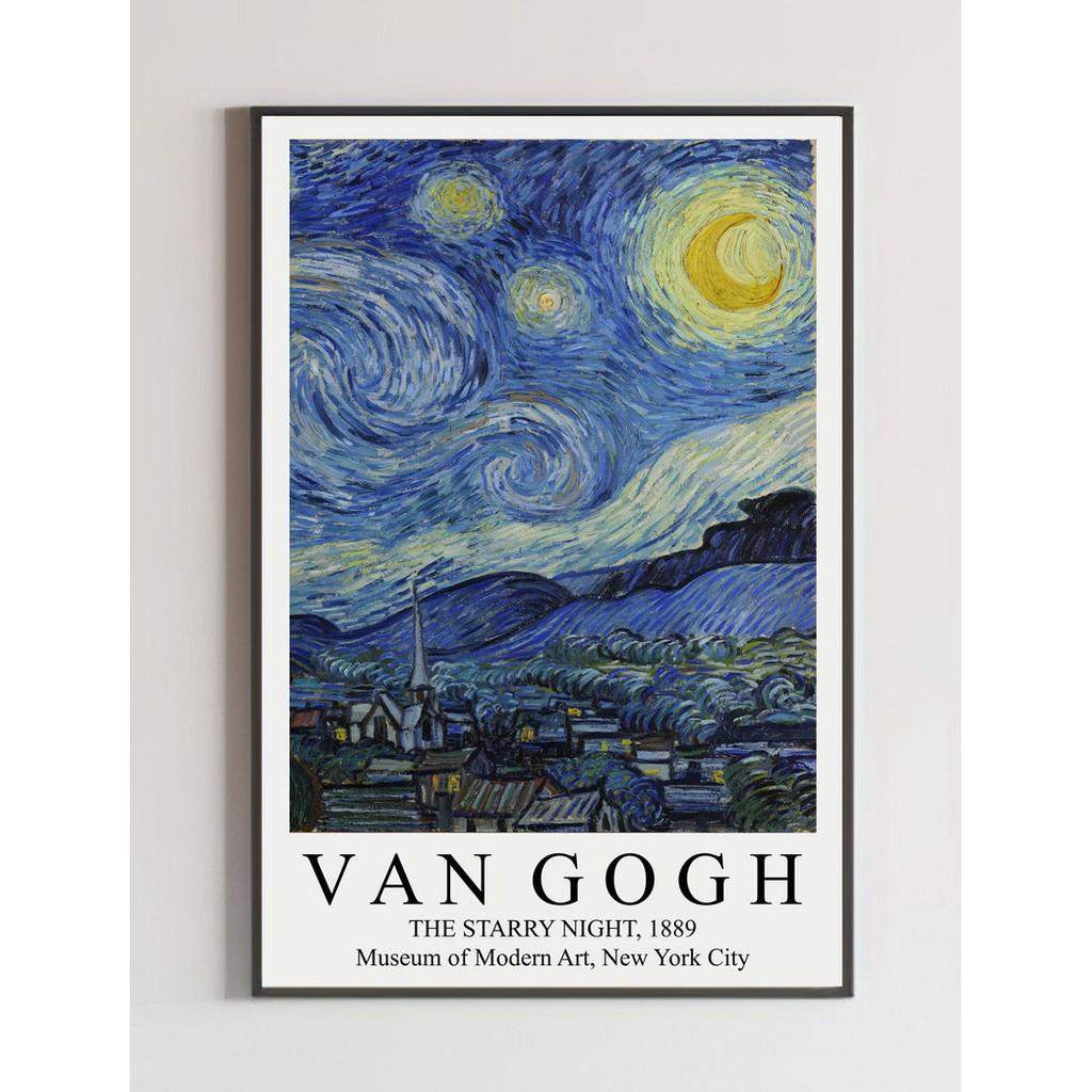 Bộ 3 tranh treo tường Van gogh tone xanh dương, tranh canvas treo tường hiên đại