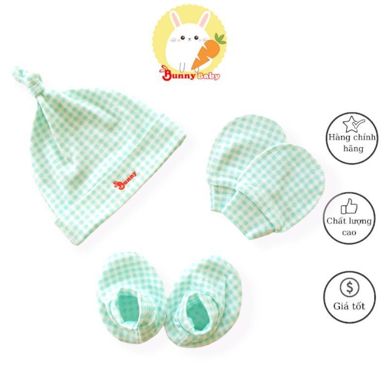 Set mũ + bao tay + bao chân sơ sinh chất đẹp BUNNY