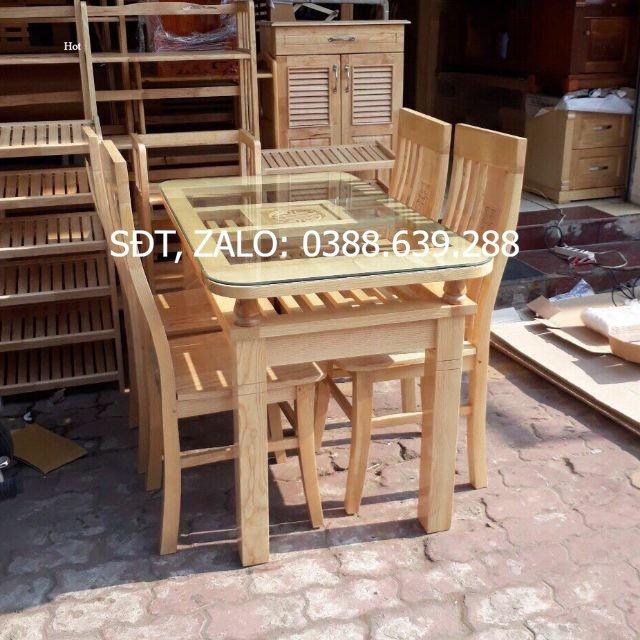 Bộ bàn ăn 1m2 gỗ sồi màu sáng