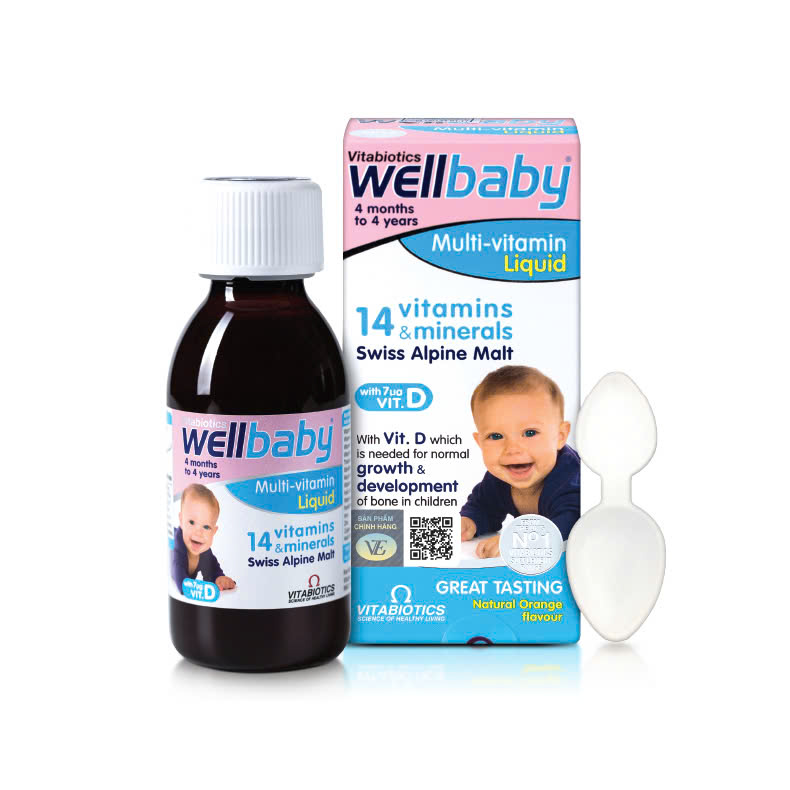 Siro Vitabiotics Wellbaby Multi-vitamin Liquid bổ sung vitamin và khoáng chất cho trẻ (Chai 150ml)