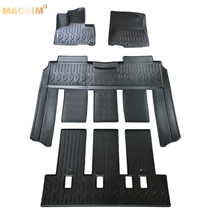 Thảm lót sàn xe ô tô Kia Carnival 7 chỗ Nhãn hiệu Macsim chất liệu nhựa TPV cao cấp màu đen chỗ (FDW-243)
