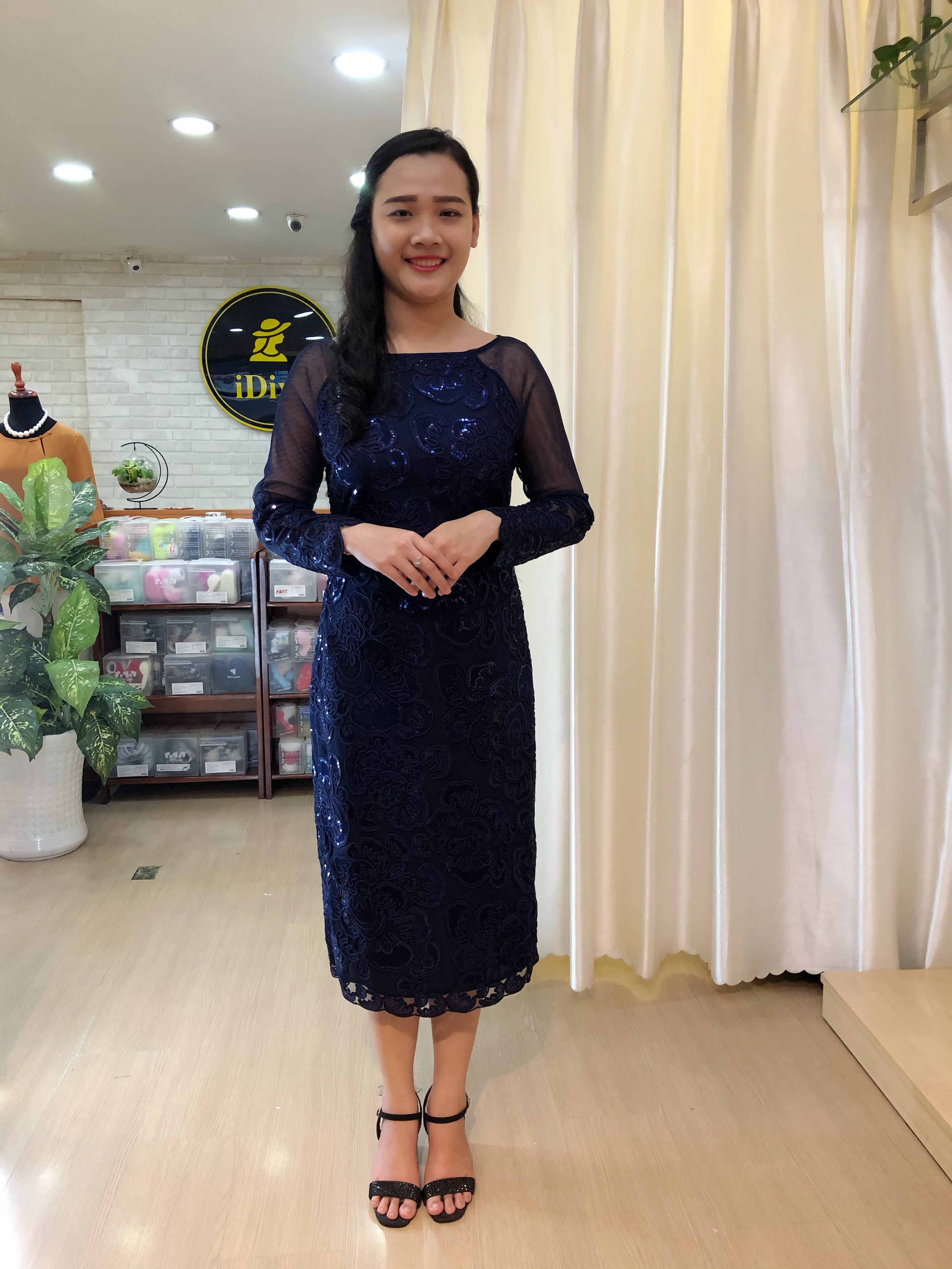 Đầm trung niên iDiva D14-18 dáng ôm bigsize phù hợp u50 dự tiệc sang trọng cao cấp