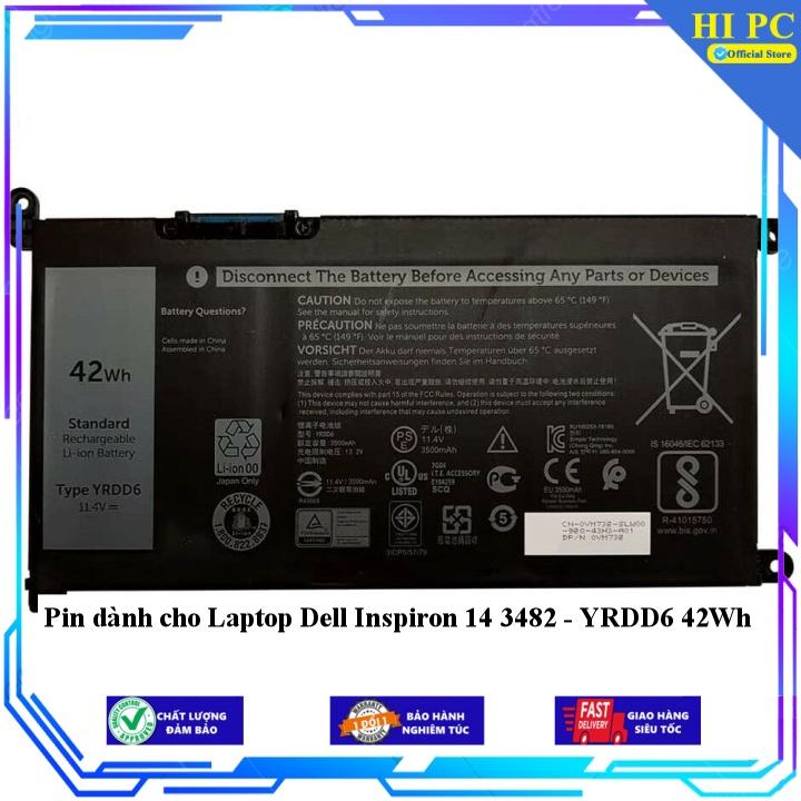 Pin dành cho Laptop Dell Inspiron 14 3482 - YRDD6 42Wh - Hàng Nhập Khẩu