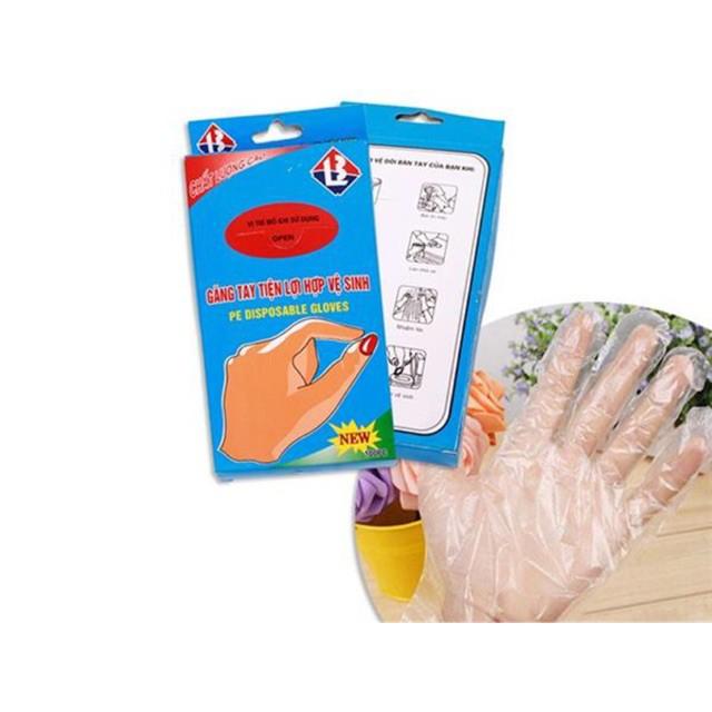 Hộp 100 chiếc găng tay nilon dùng 1 lần - Tienich247