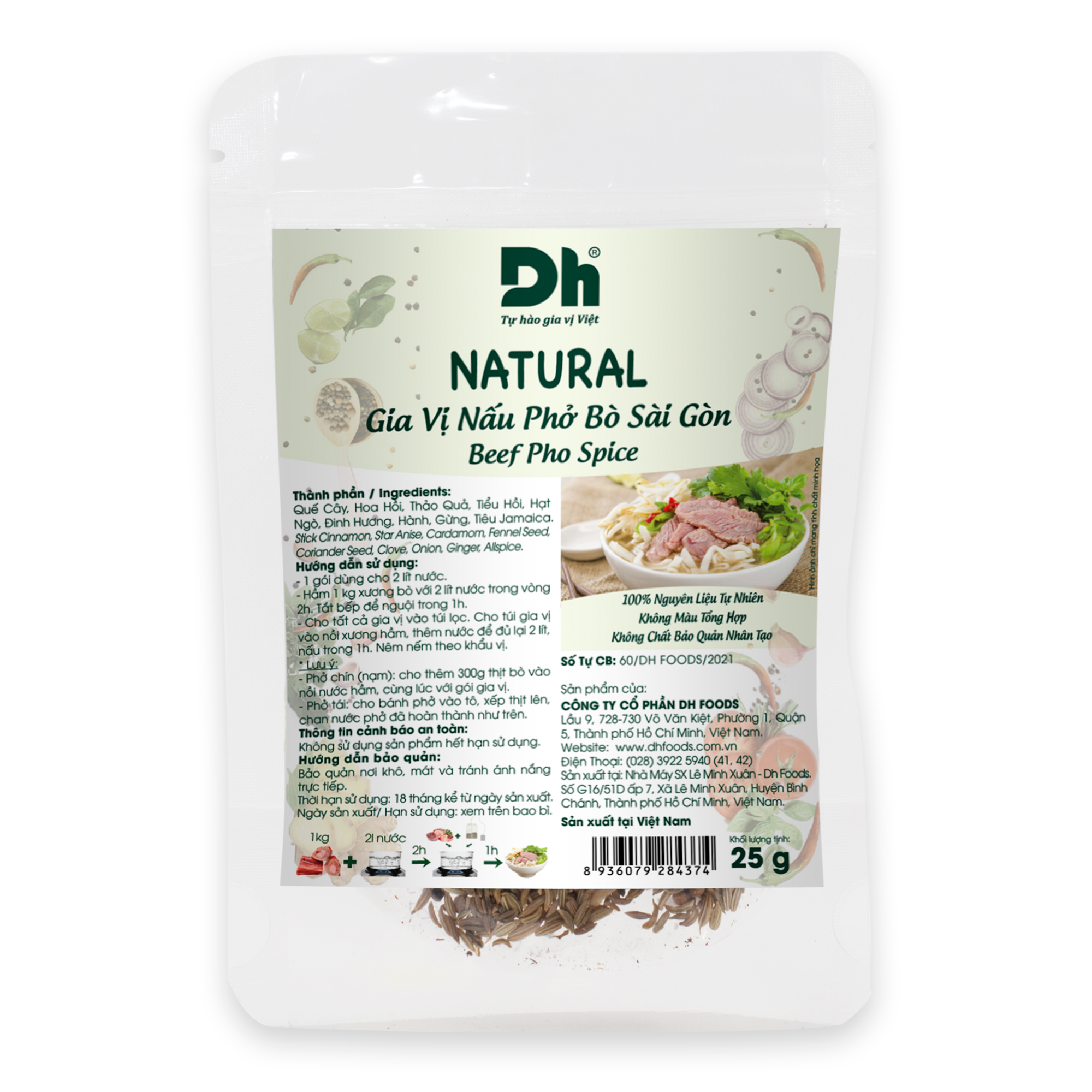 Combo 2 gói Natural Gia Vị Nấu Phở Bò Sài Gòn Dh Foods