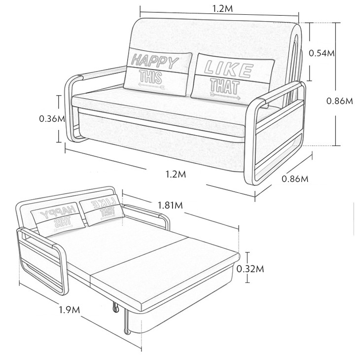 GIƯỜNG SOFA GẤP GỌN CÓ NGĂN CHỨA ĐỒ ( GIAO MÀU NGẪU NHIÊN )