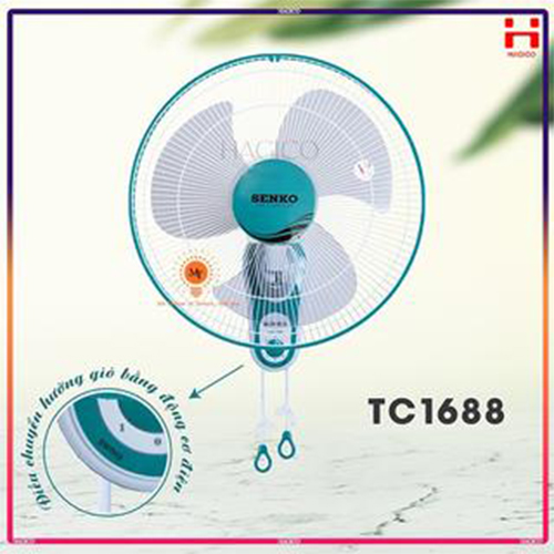 Quạt treo tường Senko TC1688 công suất 47W, mẫu mới 2022 - Giao màu ngẫu nhiên - Hàng chính hãng