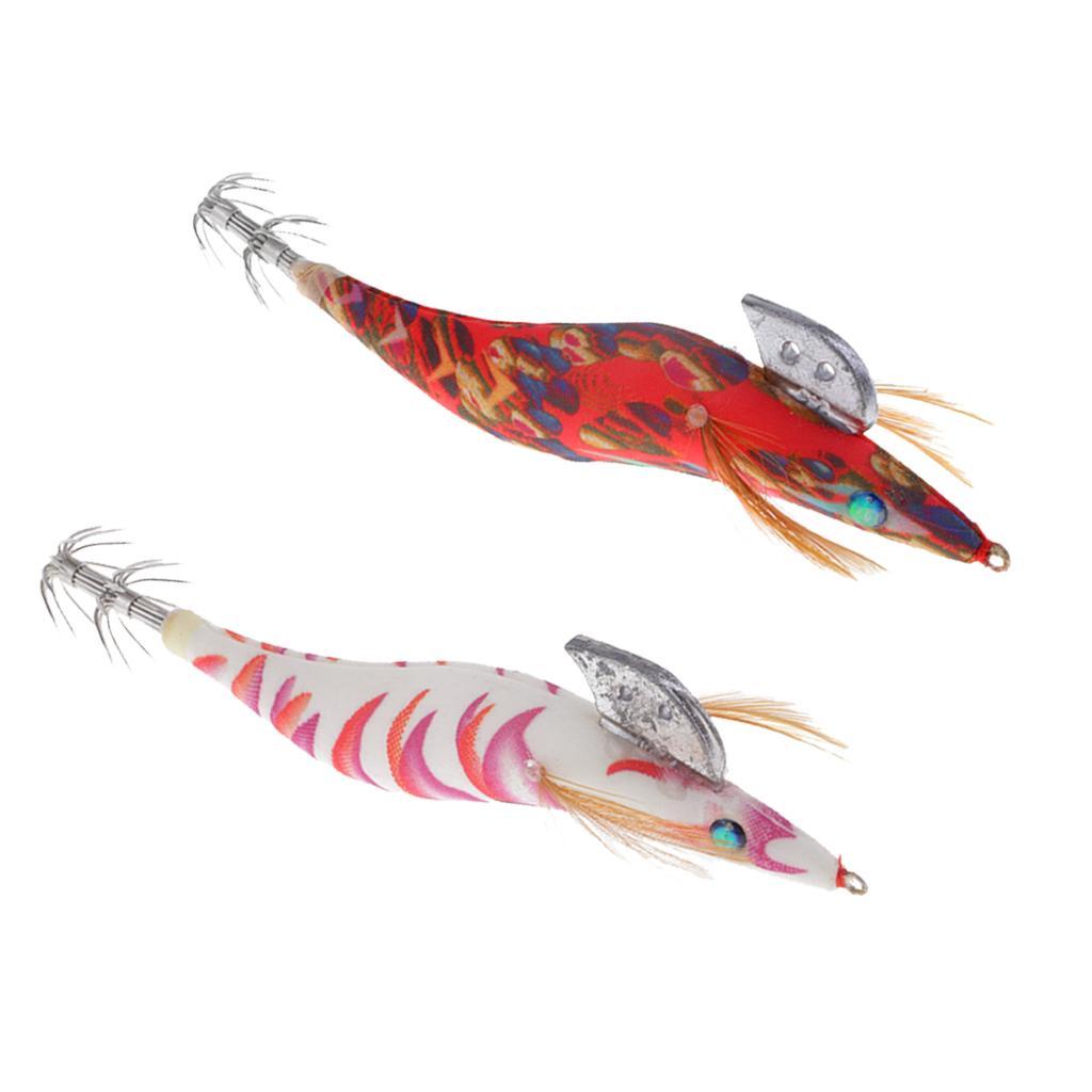 2 Pieces Bionic Fake Squid Jig Hook Bright Color Imitation Design Shrimp Fishing Lure