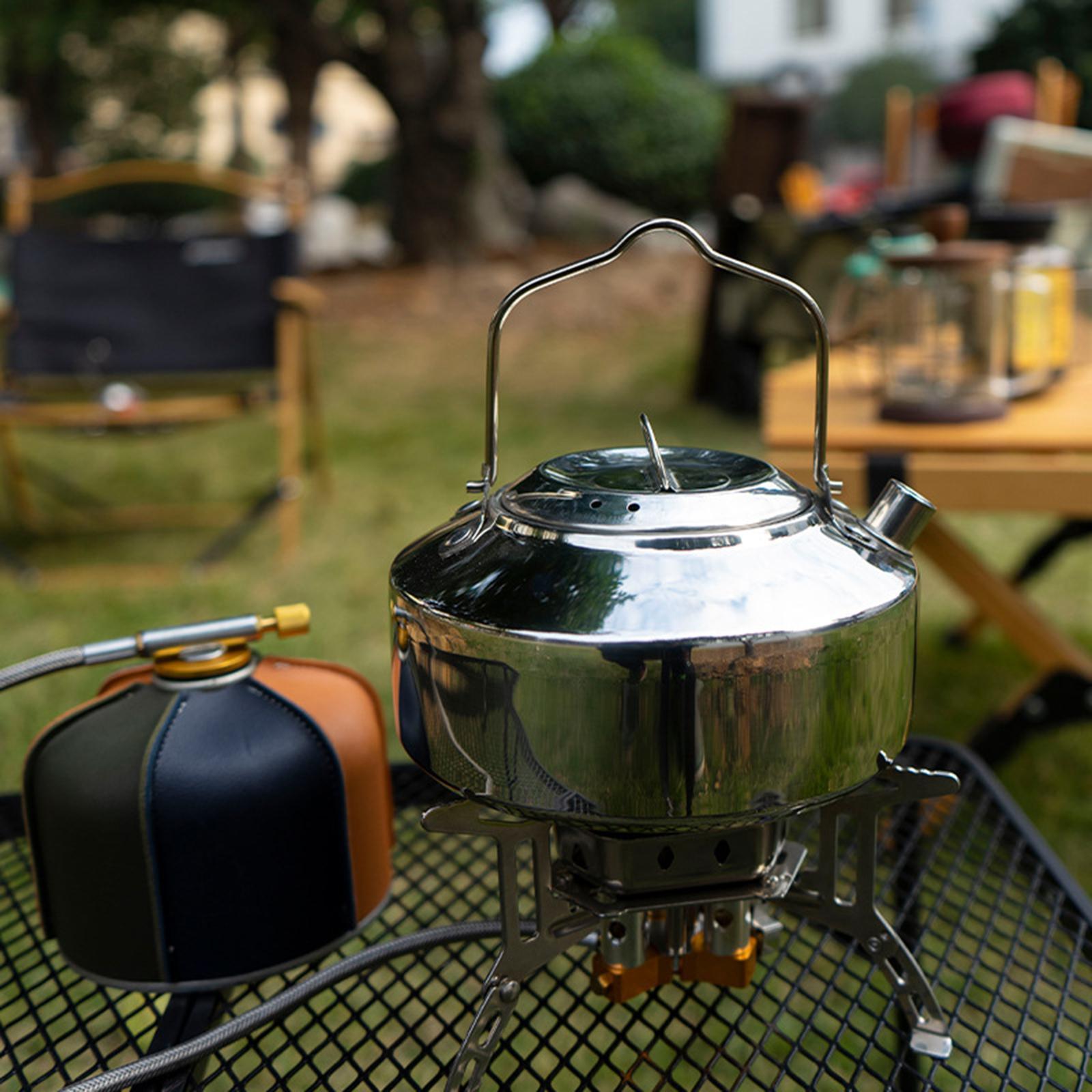 Water Boiler Teapot Anti Scald and Lockable Handle Cook Pot Portable Stoves Pot Camping Water Kettle for Backpacking Mountaineering Campfire