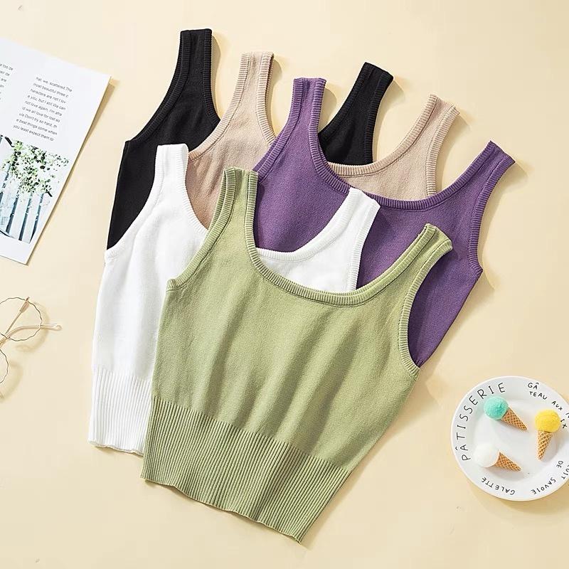 MS569 Áo ba lỗ trơn bo gấu Quảng Châu